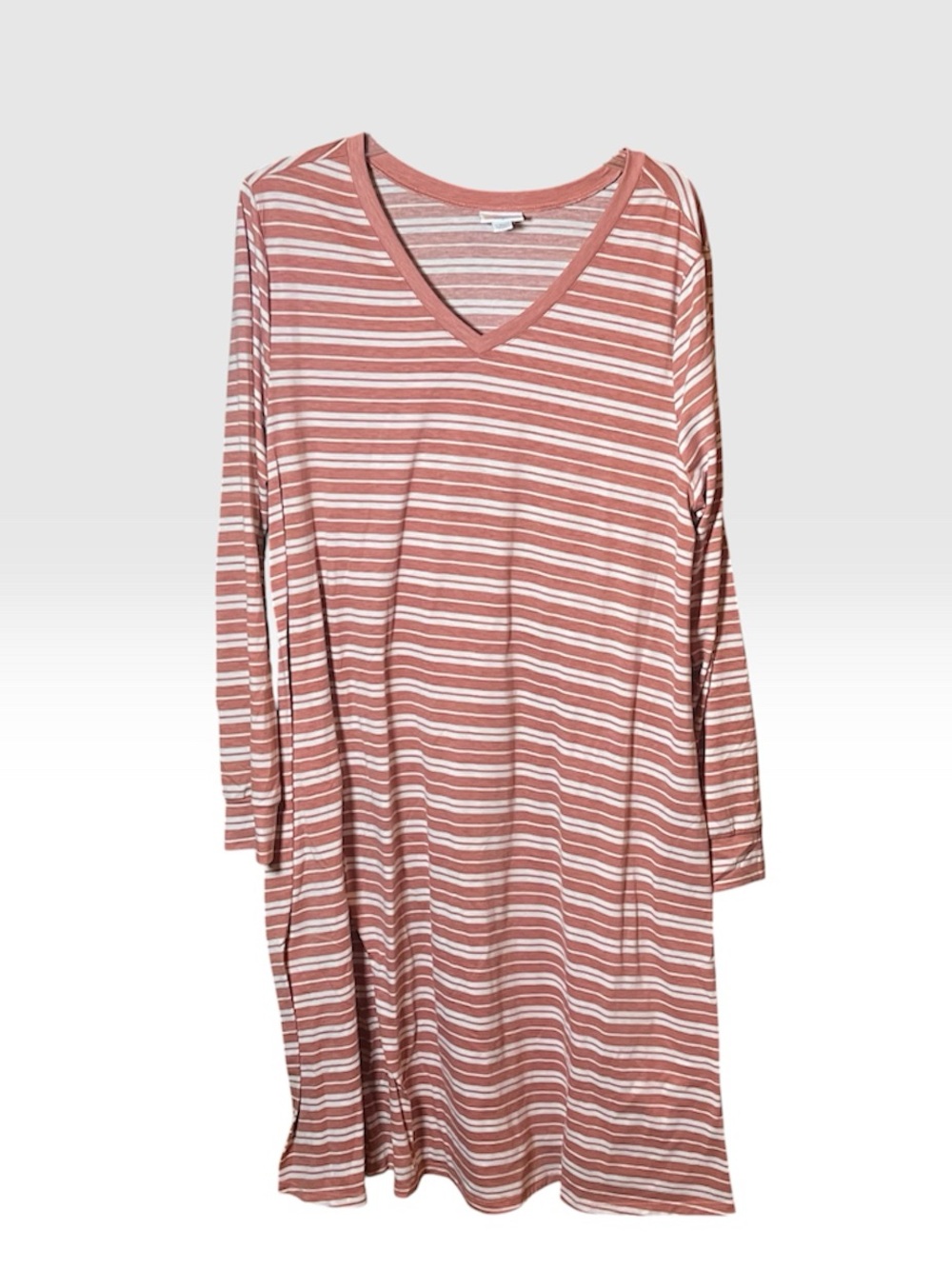 LuLaRoe XL Striped Emily Dress in Pink and Cream comfy casual pockets